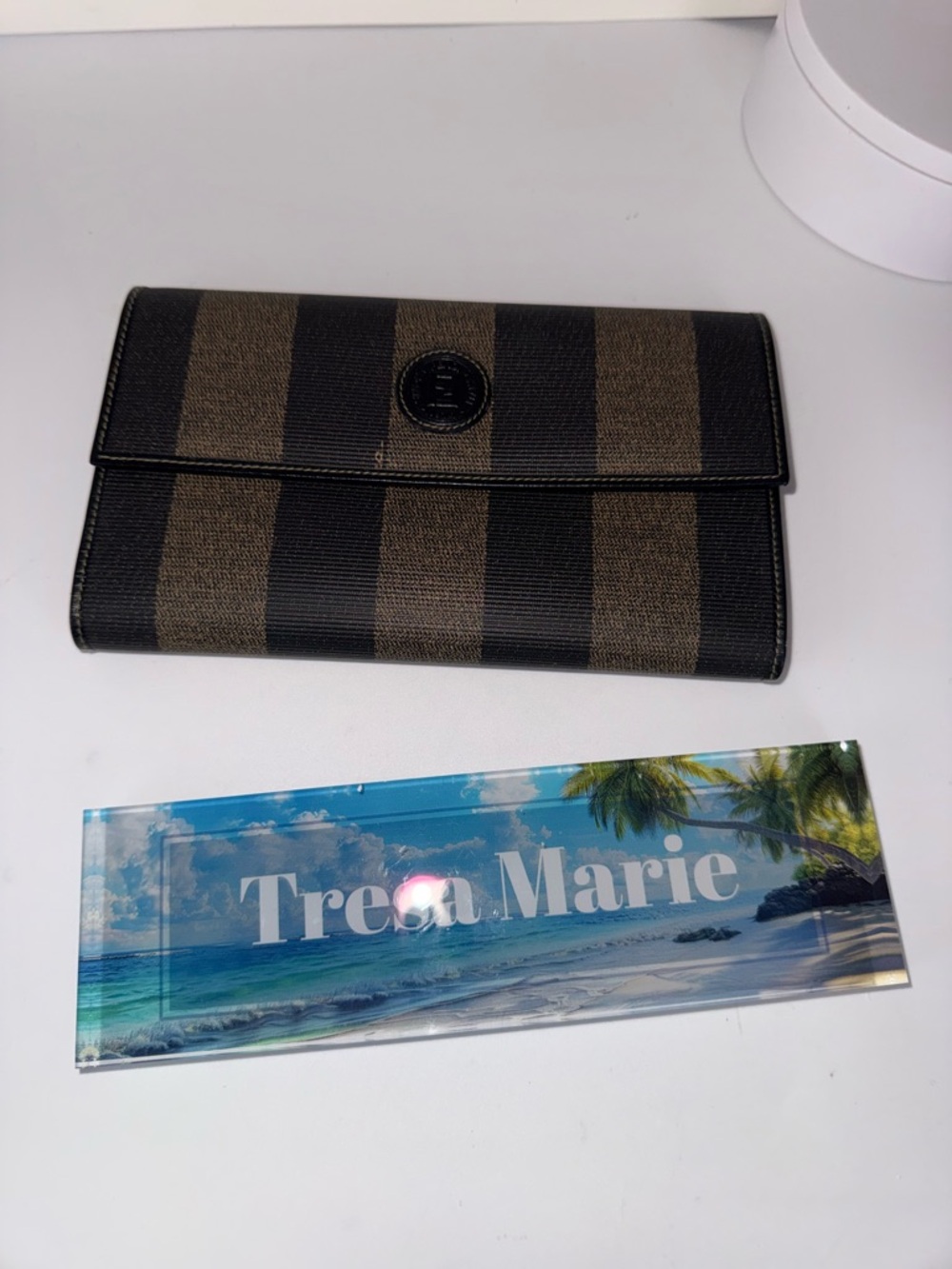 SOLD-Fendi stripe wallet